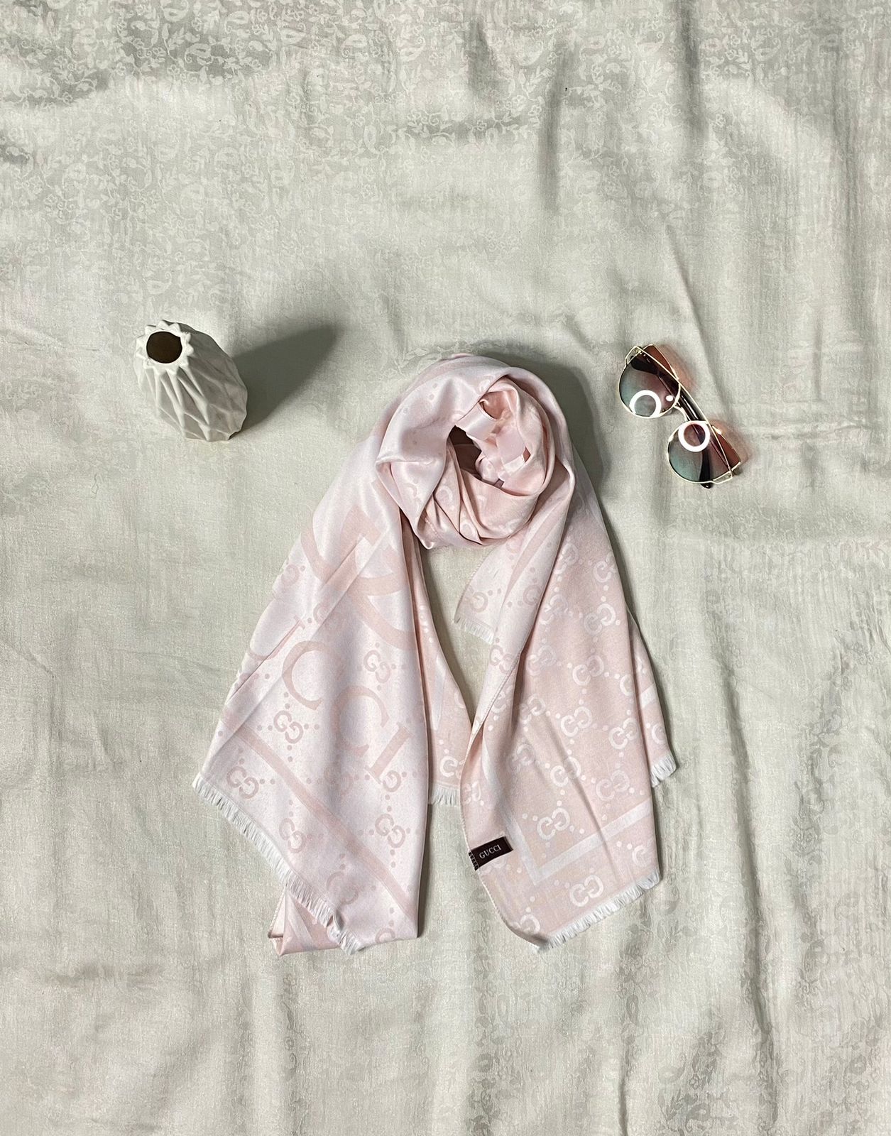 Powder Pink Silk Stole - Shawl